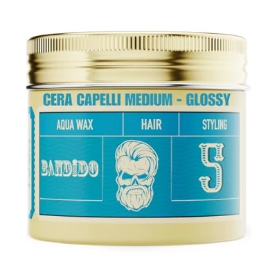Afbeelding van Bandido Aqua Hair Wax No.5 Blauwe haarwax voor kapsels met mannelijke geur, sterke grip, 125 ml, langdurige glans, maximale controle, geschikt alle haartypes