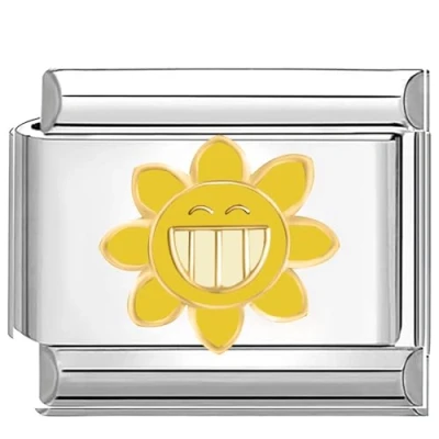 Afbeelding van Quiges Schakel Bedel 9mm charms Kleurrijk Lachende zon bloem Geschikt voor Nomination armband Schakelarmband italy bedels