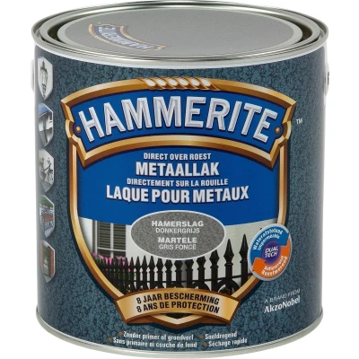Afbeelding van Hammerite Metaallak Hamerslag Donkergrijs 2.5L