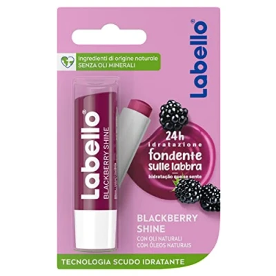Afbeelding van Labello Blackberry Shine Burrocacao lippenbalsem 4,8 g, kleurrijke met wandaroma, hydraterende 24 uur natuurlijke ingrediënten en gekleurde pigmenten