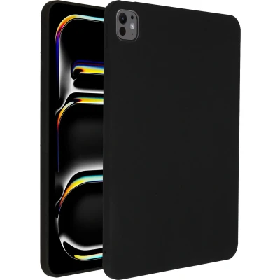 Afbeelding van Accezz Tablet Hoes Geschikt voor iPad Pro 11 (2024) M4 Liquid Silicone Backcover met penhouder Zwart