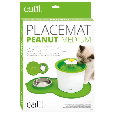 Afbeelding van Catit Placemat Peanut Inclusief Rvs Bakje 35 x 23 3 cm Kattendrinkbak Groen