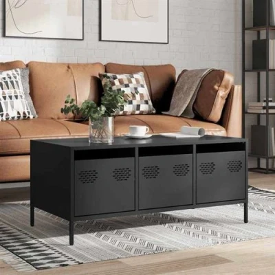 Image de vidaXL Table basse noir 101,5x50x43,5 cm acier laminé à froid851268