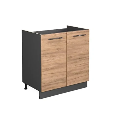Afbeelding van Vicco Wastafelkast Fame Line, Krachtige eik goud/Antraciet, 80 cm zonder werkblad