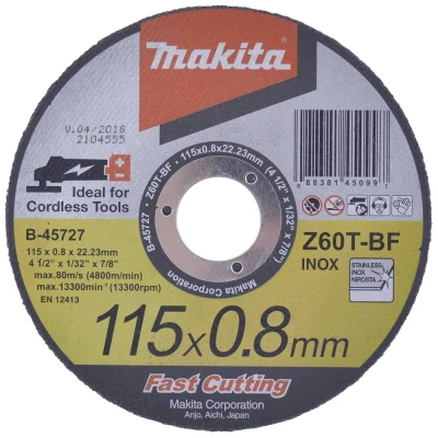 Afbeelding van Makita B 45727 Doorslijpschijf 115 x 22,23 0,8mm RVS