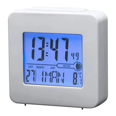 Afbeelding van Denver Radiografische Wekker Digitale Reiswekker Radio Controle Tijdzone aanpassen Thermometer REC34 Wit