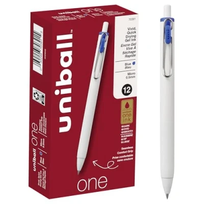 Afbeelding van Uni ball One 12 intrekbare gelpennen, micropunt (0,5 mm), blauwe inkt