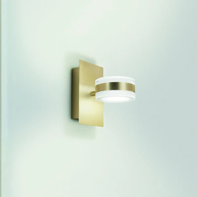 Afbeelding van LED wandlamp Dunk, messing, 2 lamps, 3.000 K, metaal