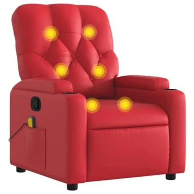 Image de vidaXL Fauteuil de massage inclinable rouge similicuir