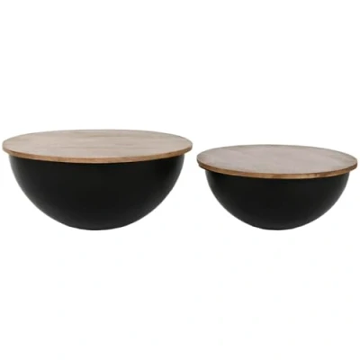 Afbeelding van Set van 2 tafels Home ESPRIT Metaal Mangohout 60 x 28 cm