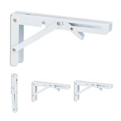 Afbeelding van Relaxdays inklapbare plankdragers set van 4 metalen plankhouders vouwdragers tot 20 kg wit
