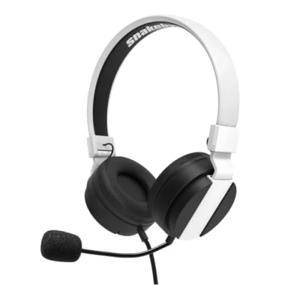 Image de Micro casque Gaming filaire Snakebyte Ultra confortable écouteurs rembourrés 40mm Câble 1.2m Blanc et noir