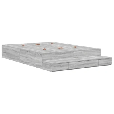 Afbeelding van vidaXL Opslagbedframe Grijs Bewerkt hout 135,5 x 190 31,5 cm