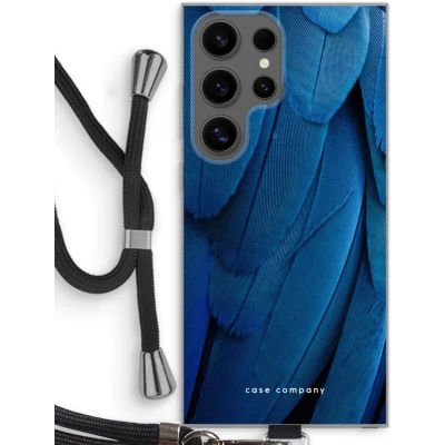 Afbeelding van Case Company® hoesje met Koord geschikt voor Samsung Galaxy S24 Ultra Pauw Telefoonhoesje Zwart Bescherming aan alle Kanten en Over de Schermrand