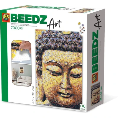 Afbeelding van SES Beedz Art Boeddha 7000 strijkkralen kunstwerk van complete set inclusief grondplaten en strijkvel