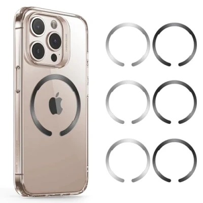 Afbeelding van ESR HaloLock 6 stuks universele draadloze magnetische ringen compatibel met MagSafe, iPhone 15/14/13/12 en Galaxy S23/S22/S21/S20, zwart wit