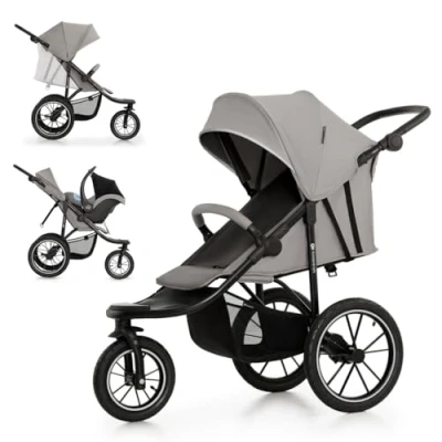 Afbeelding van Kinderkraft HELSI 2 All terrain wandelwagen 3 Grote opblaasbare wielen Vering met glasvezel versterkte achterwielen Verstelbare rugleuning en duwbeugel Geschikt tot 27 kg mand Travel System compatibel Veiligheidsfuncties Grijs