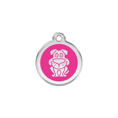 Afbeelding van Dog Hot Pink roestvrijstalen hondenpenning small/klein dia. 2 cm RedDingo