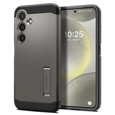 Afbeelding van Spigen Tough Armor Hoesje Geschikt voor Samsung Galaxy S24 Back Cover met Kickstand Gunmetal