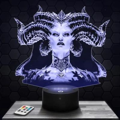 Afbeelding van lamp duivel decoratie kamer jongen 3D object gaming gamer video games cadeau idee dimlicht nachtlampje bureau kerst tiener origineel