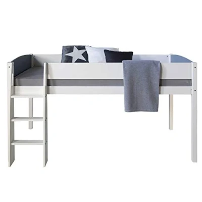 Afbeelding van Homestyle4u 1845, stapelbed, kinderbed, 90 x 200 cm, met chelle jeugdbed, wit/grijs