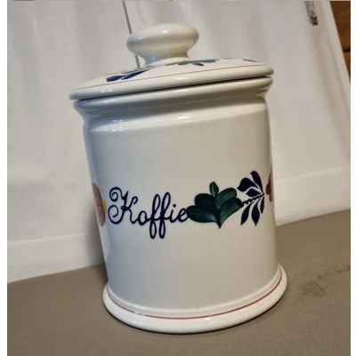 Afbeelding van Boerenbont Voorraadpot Koffie 1.5 ltr Aardewerk met bloemdeksel