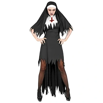 Afbeelding van Widmann Non Kostuum Horror Bekeer Je Of Sterf Vrouw Zwart Small Halloween Verkleedkleding