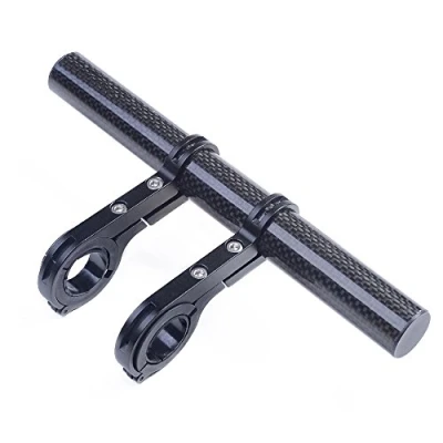Afbeelding van UPANBIKE Verlenging voor fietsstuur, dubbel frame van koolstofvezel, tang fietssnelheidsmeter, koplamp, lamphouder, (zwart, twee klemmen)