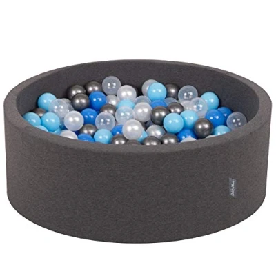 Afbeelding van KiddyMoon 90 x 30 cm/200 ballen met een diameter van 7 cm, rond ballenbad voor baby&#039;s, donkergrijs: parel/blauw/babyblauw/transparant/zilver