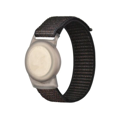 Afbeelding van AirTag Nylon loop bandje M/L Zwart Horlogebandje