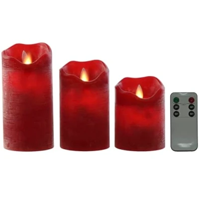 Afbeelding van Kaars LED Home ESPRIT Rood 26,5 x 8 17 cm (3 Onderdelen)