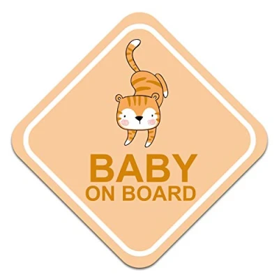 Afbeelding van Baby on Board Autosticker, 10 x cm, diermotief, voor achterruit, kofferbak, weerbestendig, R127 (nr. 5 tijger)