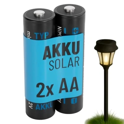 Afbeelding van ABSINA 2 x oplaadbare zonne batterij AA 800 mAh 1,2 V NiMH voor zonnelamp met lage ontlading batterijen,