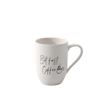 Afbeelding van Villeroy &amp; Boch Statement But First Coffee mok 11,5 x 8 10,5 cm, witte porseleinen mok, 280 ml