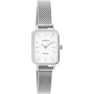 Afbeelding van OOZOO Vintage series zilverkleurige horloge met metalen mesh armband C20266