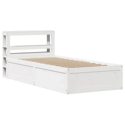 Afbeelding van vidaXL Bedframe met hoofdbord massief grenenhout wit 90x200 cm