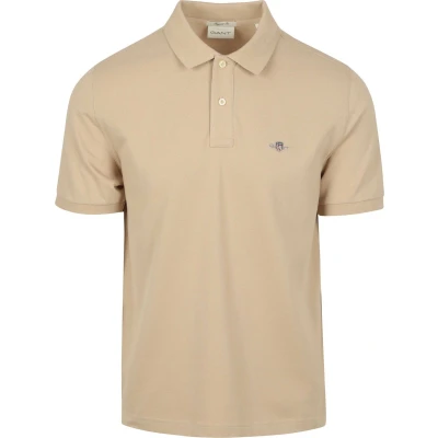 Afbeelding van GANT REG Shield Poloshirt, Heren, Maat: Medium, Dry sand