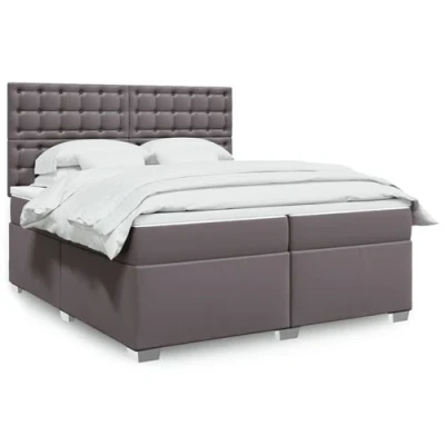 Image de vidaXL Sommier à lattes de lit avec matelas Gris 200x200 cm Similicuir