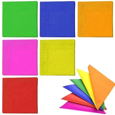 Afbeelding van 120 stuks kleurrijke papieren servetten, 2 laags, voor verjaardag, bruiloft, tafeldecoratie meisjes en jongens, 25 x cm