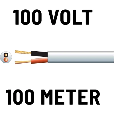 Afbeelding van Mercury Heavy duty 100V luidspreker kabel 2x 1.15mm 100 meter Wit