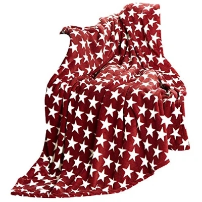 Afbeelding van CelinaTex Moonlight knuffeldeken met sterren, microvezel fleece, 150 x 200 cm, bordeaux rood