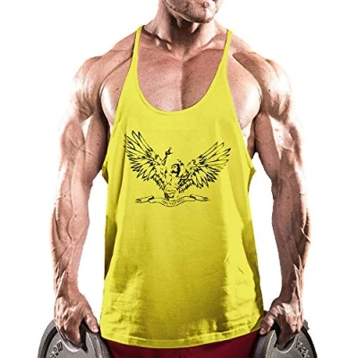 Afbeelding van Heren mouwloze tanktops Running Tank Top Shirts Sportkleding Vest, Zyzz01 geel