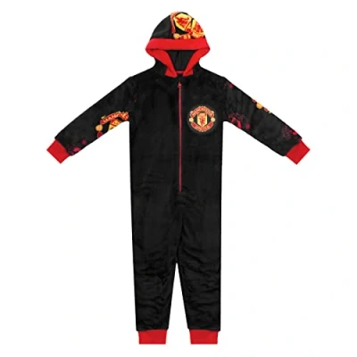 Afbeelding van Manchester United Alles in één pyjama voor jongens, officieel cadeau, zwart.