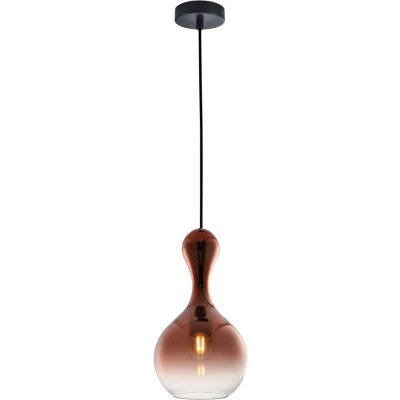 Afbeelding van Lucande hanglamp 1licht Glas, metaal E27 koper