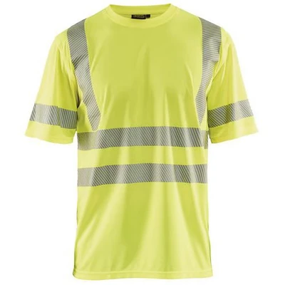 Image de T shirt anti UV haute visibilité jaune fluorescent, col rond