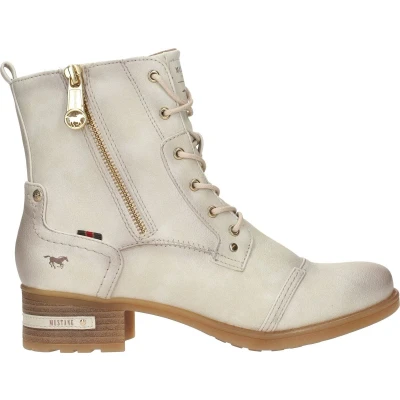 Afbeelding van Mustang Elegante Veterboots, Dames, Maat: 36, Ice Hoogwaardig imitatieleer