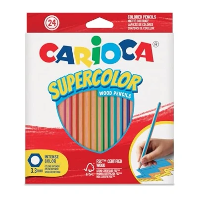 Afbeelding van Carioca I Supercolor Zeshoekige kleurpotloden met dikke Mina, 24 stuks
