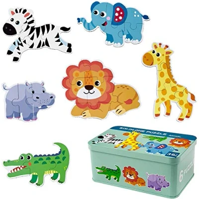Afbeelding van Comius Sharp houten puzzels, 6 stuks puzzel voor kinderen, speelgoed baby&#039;s, 3D babyspeelgoed van hout, Montessori 1, 2, 3, 4 jaar (dier)