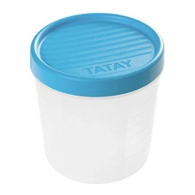Afbeelding van TATAY Voedselbox, luchtdicht, inhoud 1 l, schroefdeksel, BPA vrij, magnetron en vaatwasmachinebestendig, blauw. Afmetingen: 12 x 12,5 cm