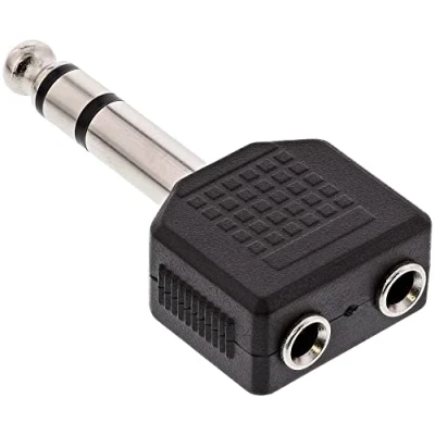 Image de InLine 19919 Adaptateur audio, fiche jack 6,3 mm à 2 prises de 3,5 mm, stéréo, répartiteur, noir
